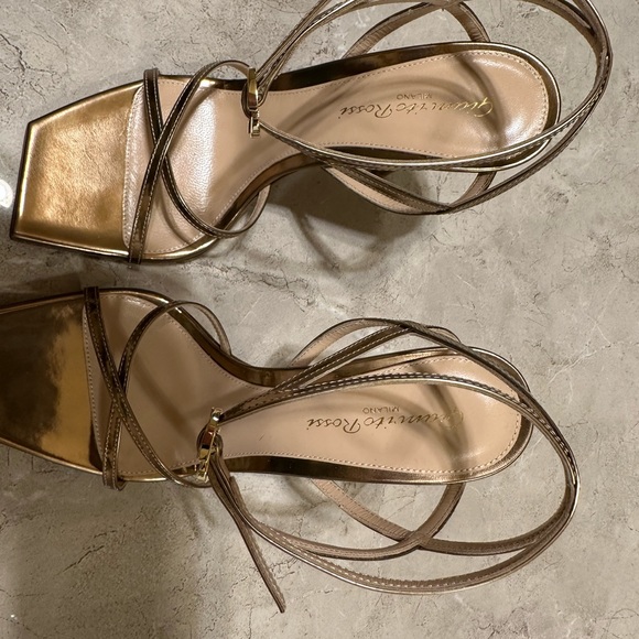 Gianvinito Rossi - Gold Georgina 105 Heeled Sandals - Picture 5 of 16